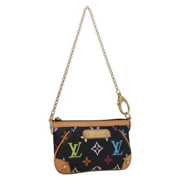 LOUIS VUITTON Multicolor Pochette Mira PM Pouch Black M60099 LV Auth 112528AV - Picture 1 of 16
